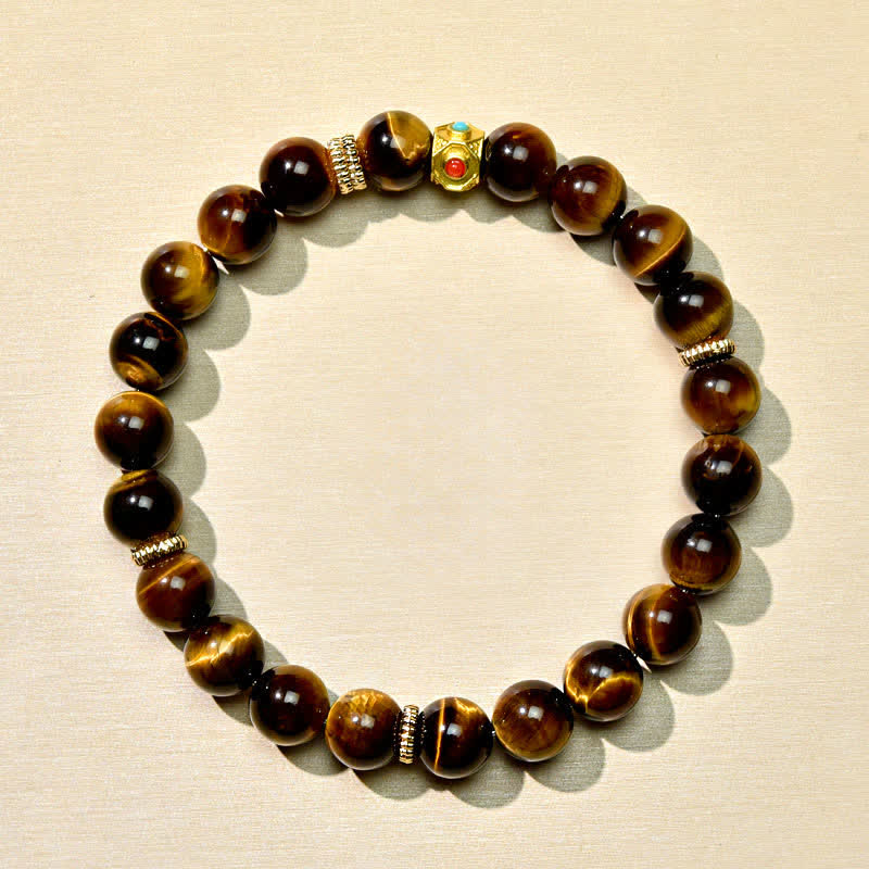 Buddha Stones Bracciale rinforzante con perle naturali occhio di tigre del Tibet - image 3