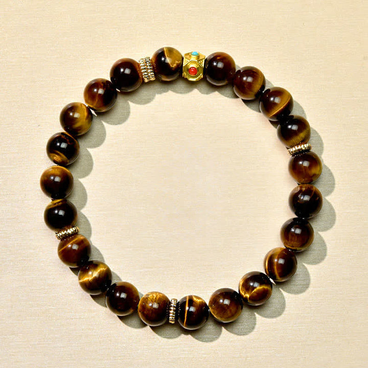 Buddha Stones Bracciale rinforzante con perle naturali occhio di tigre del Tibet - image 3