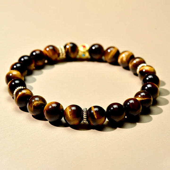 Buddha Stones Bracciale rinforzante con perle naturali occhio di tigre del Tibet - image 2