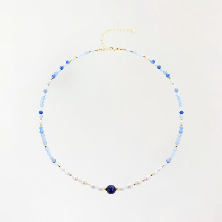 Buddha Stones Collana con perle concentrate di avventurina blu naturale, lapislazzuli e perle - Avventurina blu naturale (il colore può variare) - image 0