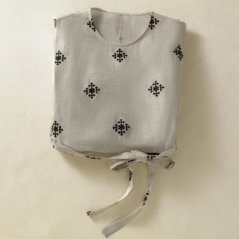 Buddha Stones Abito estivo da donna senza maniche con coulisse e stampa geometrica, stile boho, con tasche. - image 12