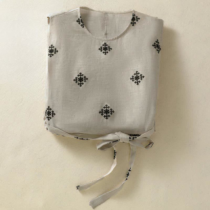 Buddha Stones Abito estivo da donna senza maniche con coulisse e stampa geometrica, stile boho, con tasche. - image 12