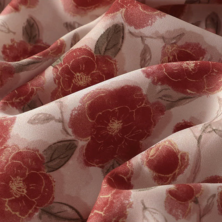 Buddha Stones Abito estivo da donna in chiffon con stampa floreale, senza maniche e tasche. - image 9