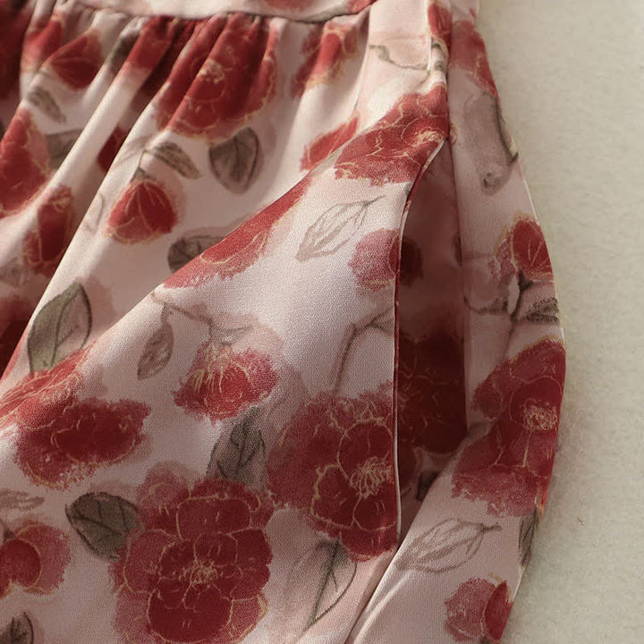 Buddha Stones Abito estivo da donna in chiffon con stampa floreale, senza maniche e tasche. - image 5