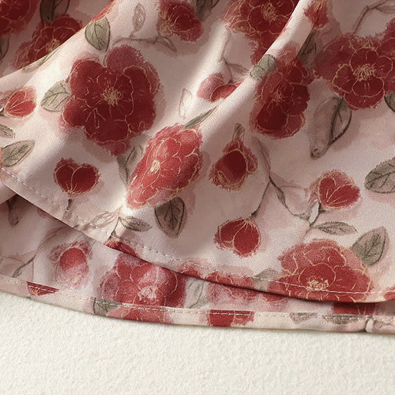 Buddha Stones Abito estivo da donna in chiffon con stampa floreale, senza maniche e tasche. - image 6