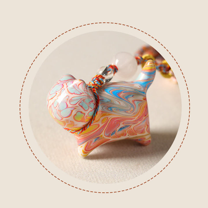 Buddha Stones Portachiavi in ​​legno di ebano con mini gatto adorabile e laccato, ideale per creare un'atmosfera rilassante. - image 4