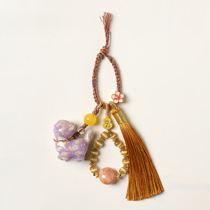 Buddha Stones Portachiavi in ​​legno di ebano con mini gatto adorabile e laccato, ideale per creare un'atmosfera rilassante. - image 8