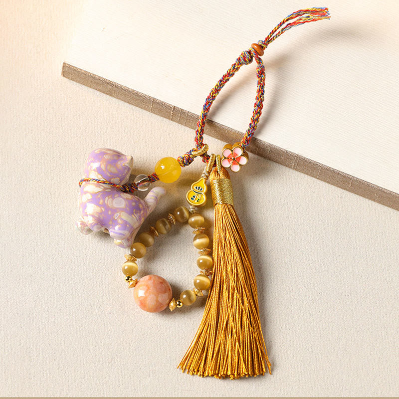 Buddha Stones Portachiavi in ​​legno di ebano con mini gatto adorabile e laccato, ideale per creare un'atmosfera rilassante. - Gatto che guarda in alto (colore casuale) - image 7