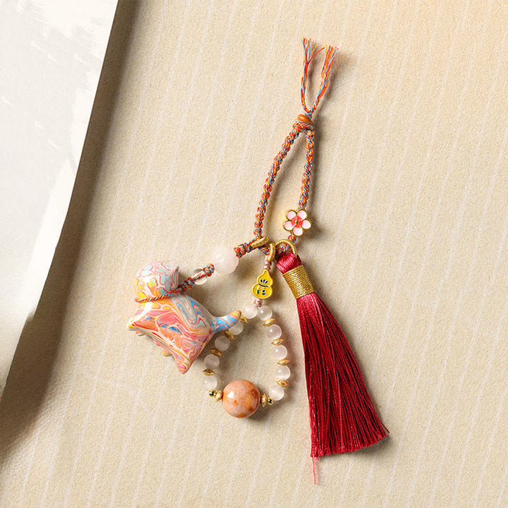 Buddha Stones Portachiavi in ​​legno di ebano con mini gatto adorabile e laccato, ideale per creare un'atmosfera rilassante. - image 3