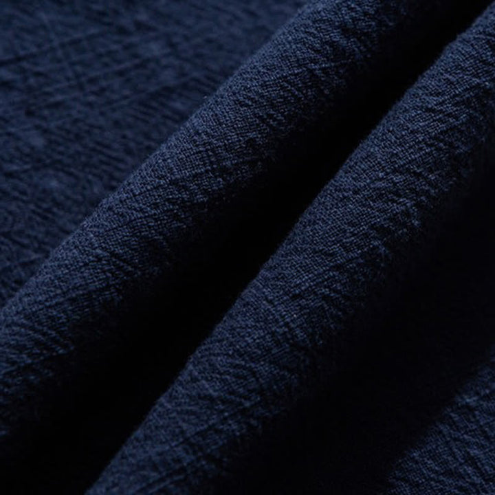 Buddha Stones Camicia da uomo estiva casual a maniche corte con colletto alla coreana, bottoni a rana e tasche. - image 25
