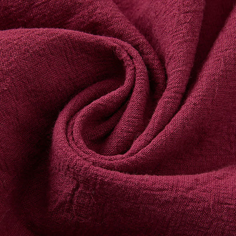 Buddha Stones Completo estivo da uomo composto da camicia a maniche corte con colletto alla coreana e bottoni a rana, pantaloni harem e tasche, ideale per la meditazione. - image 9
