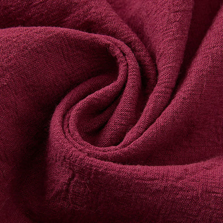 Buddha Stones Completo estivo da uomo composto da camicia a maniche corte con colletto alla coreana e bottoni a rana, pantaloni harem e tasche, ideale per la meditazione. - image 9