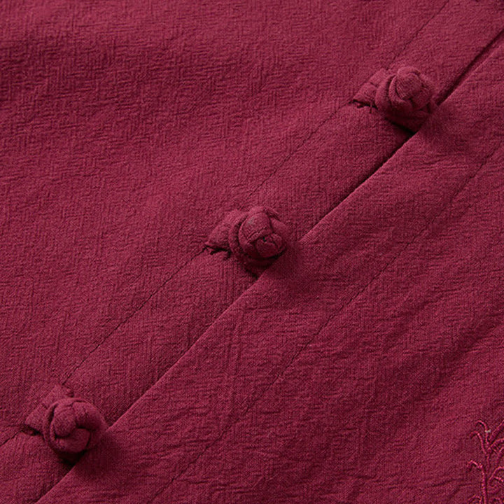 Buddha Stones Completo estivo da uomo composto da camicia a maniche corte con colletto alla coreana e bottoni a rana, pantaloni harem e tasche, ideale per la meditazione. - image 3