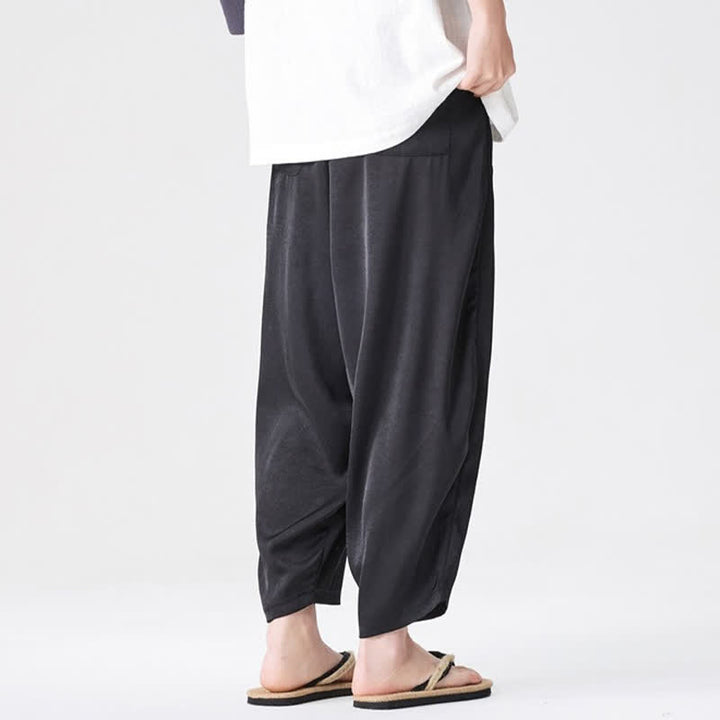 Buddha Stones Pantaloni harem da uomo estivi casual con tasche applicate, tinta unita. - image 23