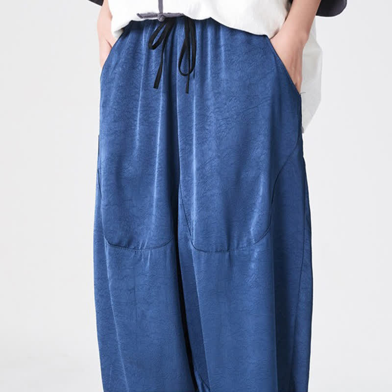 Buddha Stones Pantaloni harem da uomo estivi casual con tasche applicate, tinta unita. - image 10