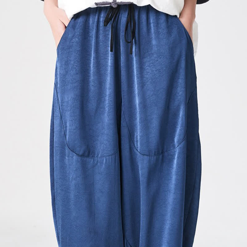 Buddha Stones Pantaloni harem da uomo estivi casual con tasche applicate, tinta unita. - image 9