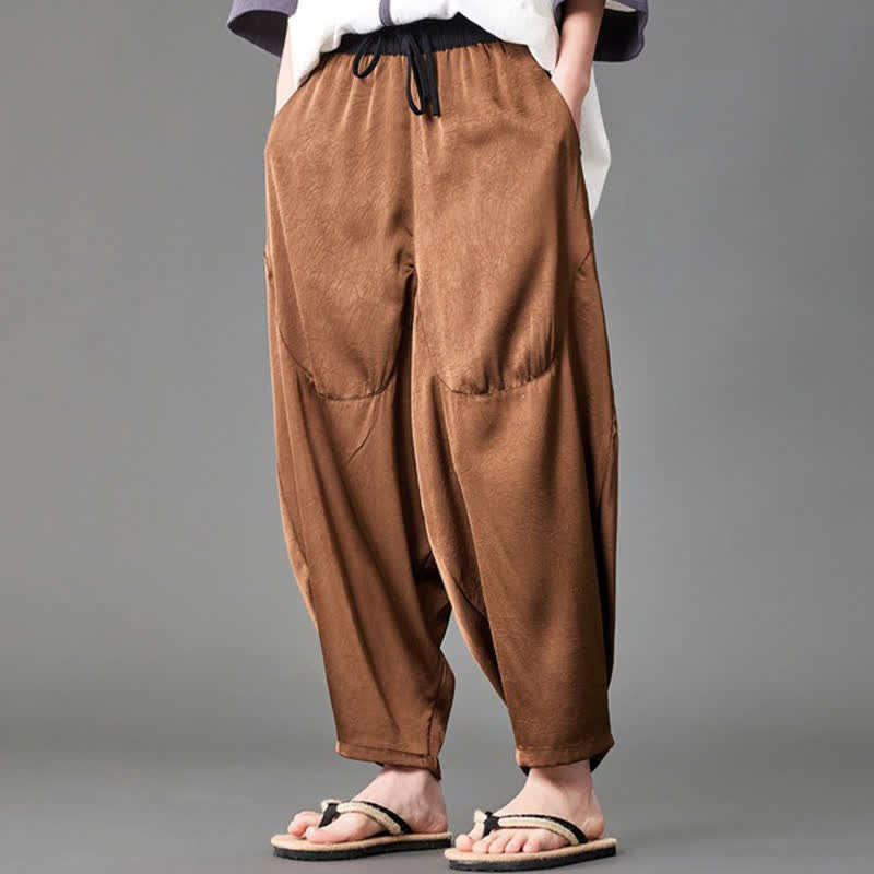 Buddha Stones Pantaloni harem da uomo estivi casual con tasche applicate, tinta unita. - image 18