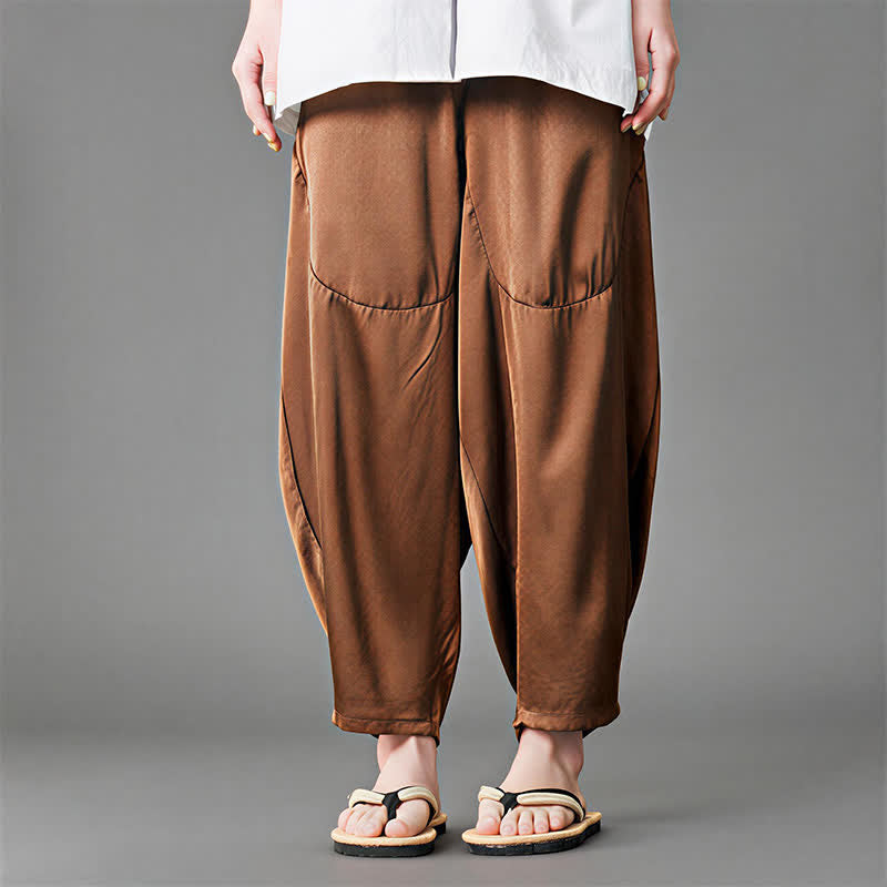 Buddha Stones Pantaloni harem da uomo estivi casual con tasche applicate, tinta unita. - image 14