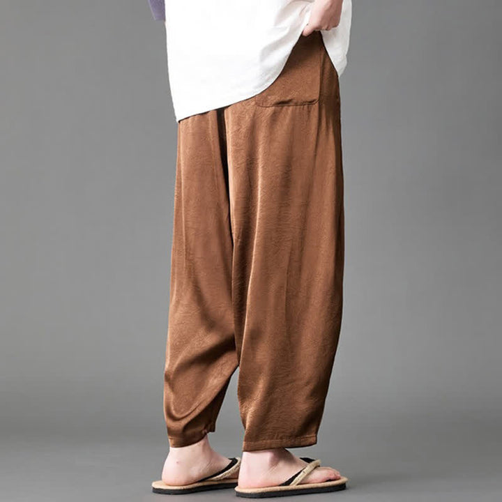Buddha Stones Pantaloni harem da uomo estivi casual con tasche applicate, tinta unita. - image 19