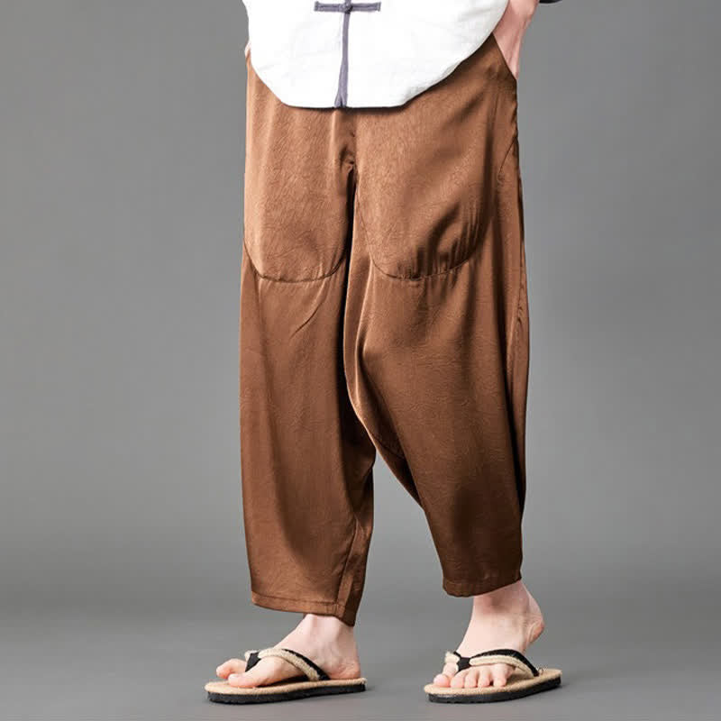 Buddha Stones Pantaloni harem da uomo estivi casual con tasche applicate, tinta unita. - image 16
