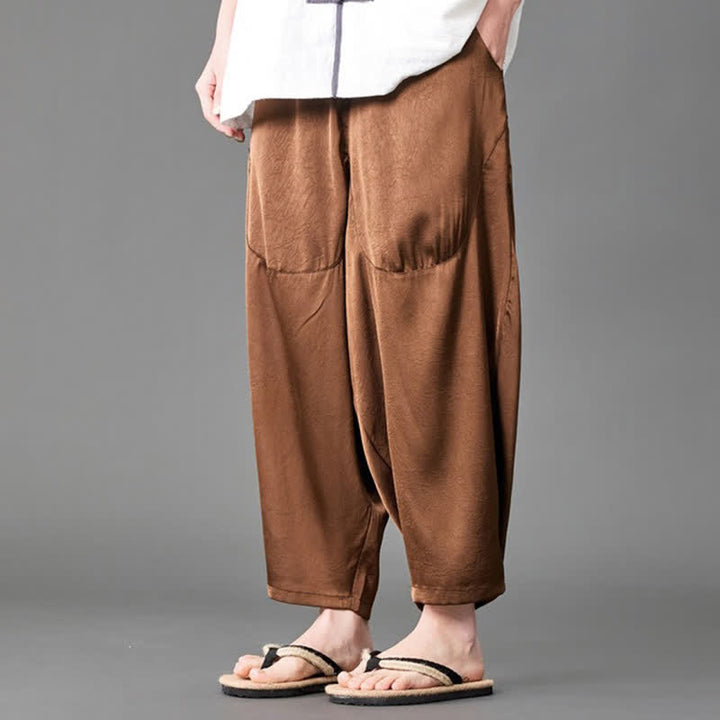 Buddha Stones Pantaloni harem da uomo estivi casual con tasche applicate, tinta unita. - Perù - US/UK/AU46, EU56 (5XL) - image 13