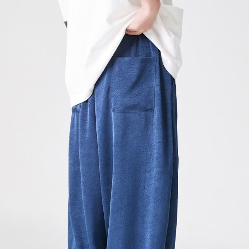 Buddha Stones Pantaloni harem da uomo estivi casual con tasche applicate, tinta unita. - image 8