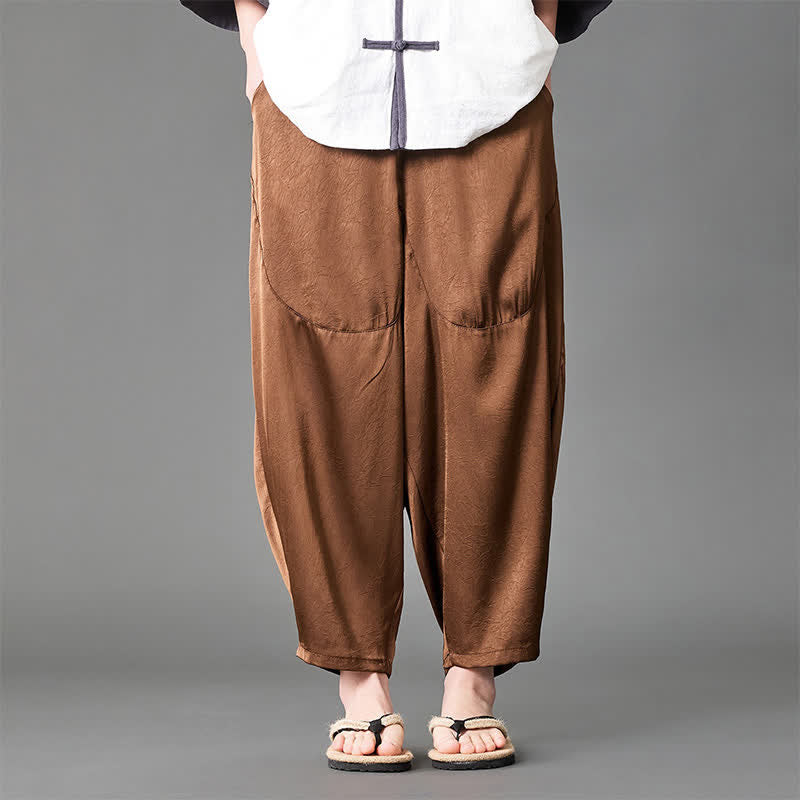 Buddha Stones Pantaloni harem da uomo estivi casual con tasche applicate, tinta unita. - image 15