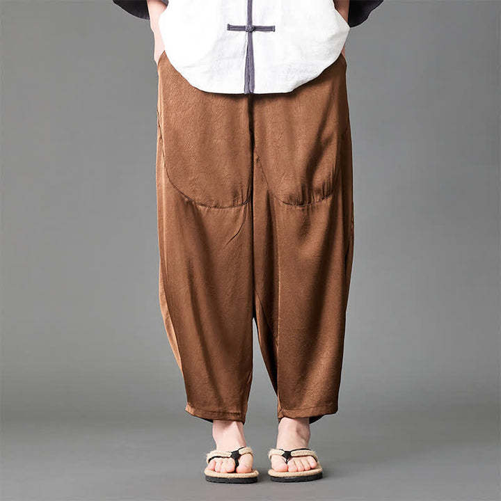 Buddha Stones Pantaloni harem da uomo estivi casual con tasche applicate, tinta unita. - image 15
