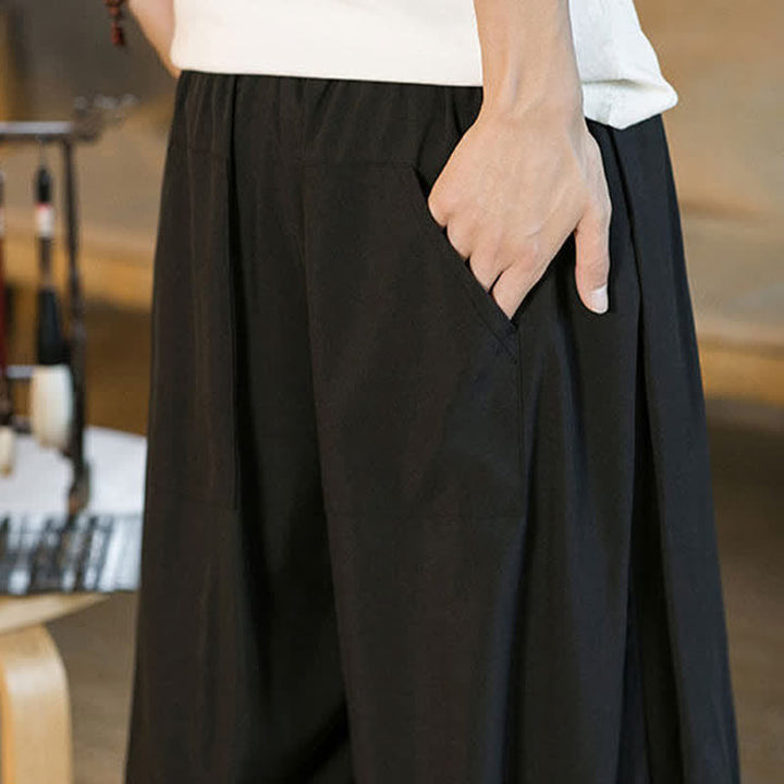 Buddha Stones Pantaloni harem da uomo estivi casual con coulisse e orlo elasticizzato, tinta unita, con tasche. - image 13