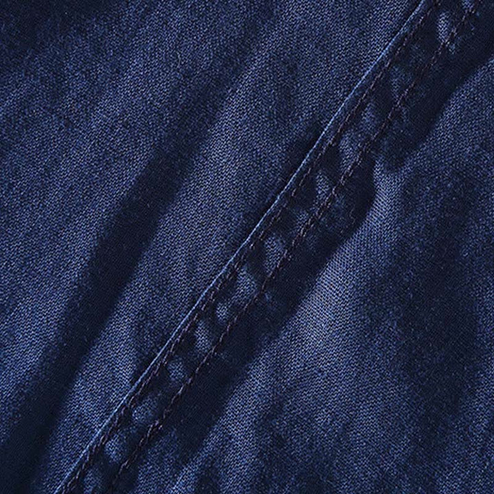 Buddha Stones Camicia da uomo estiva casual a maniche corte in lino con colletto alla coreana e bottoni a rana. - image 6