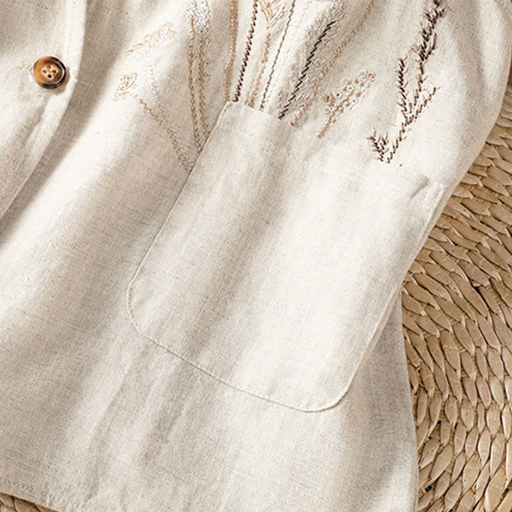 Buddha Stones Camicie estive da donna senza maniche con ricami floreali e tasche. - image 6