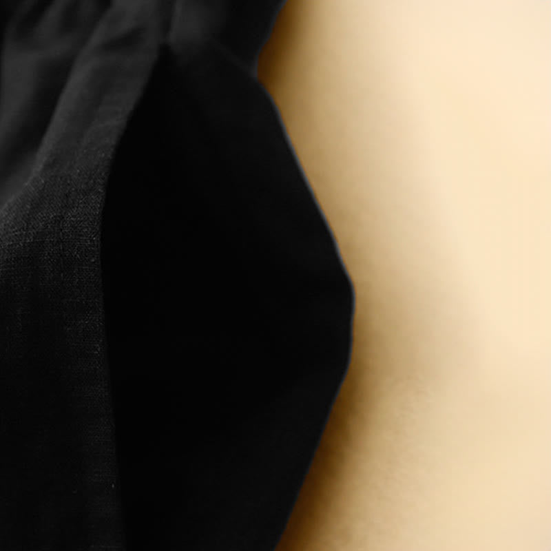Buddha Stones Pantaloncini estivi minimalisti da donna con bottoni, elastico in vita e tasche. - image 12