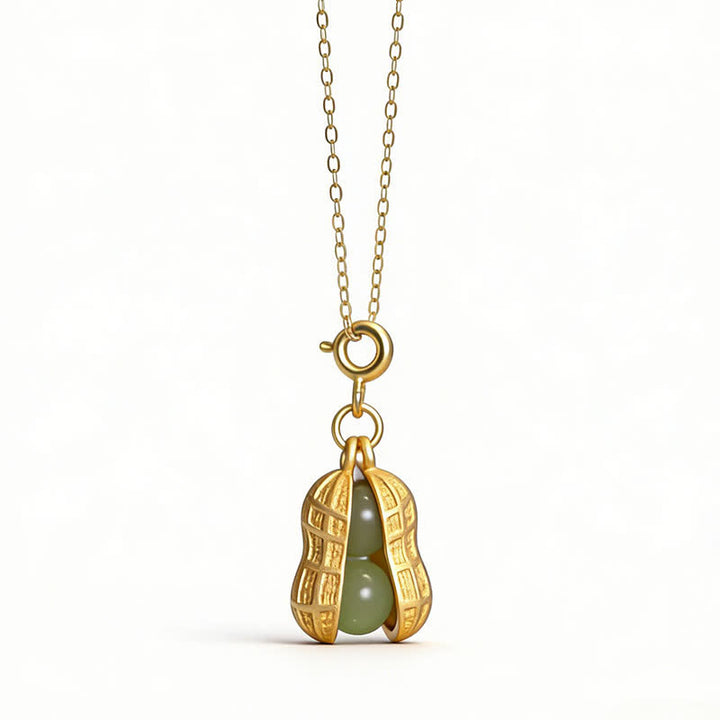 Buddha Stones Collana con ciondolo a forma di arachide in giada Hetian e argento sterling 925, con la scritta "Good Things Happen" (Le cose belle accadono) e simbolo di prosperità. - image 9