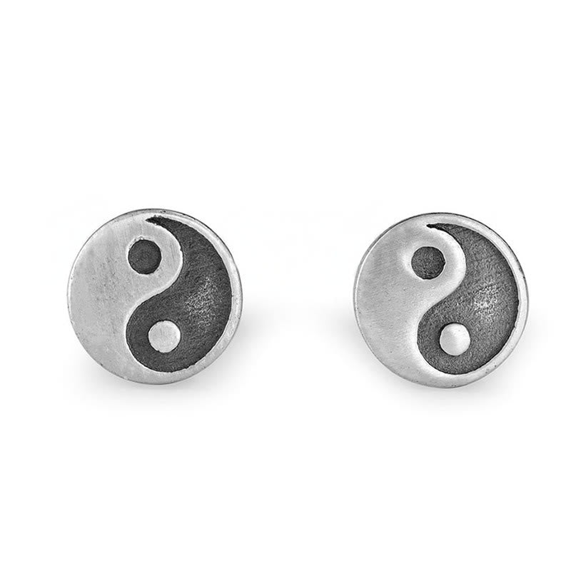 Buddha Stones Orecchino a perno singolo con simbolo Yin Yang in argento sterling 925 - image 5