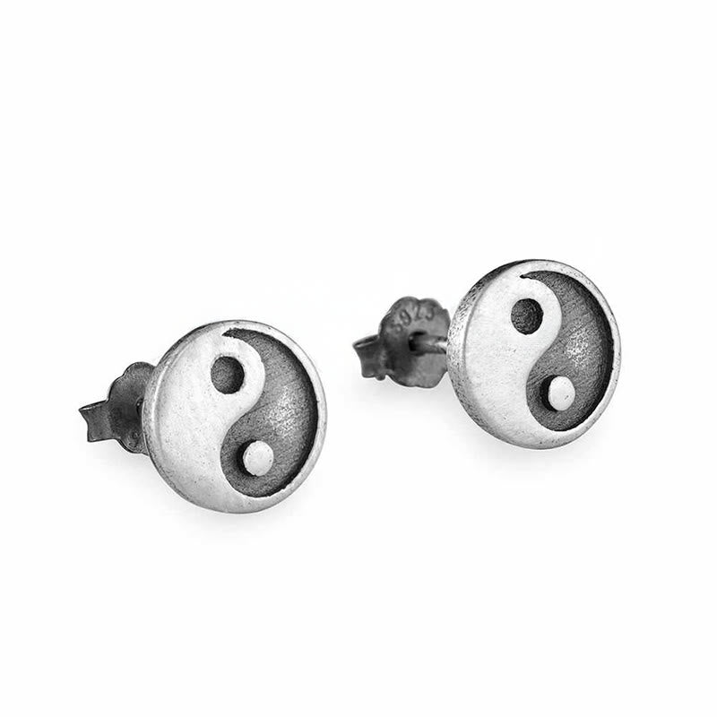 Buddha Stones Orecchino a perno singolo con simbolo Yin Yang in argento sterling 925 - image 7