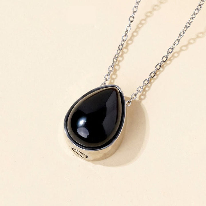 Buddha Stones Collana con ciondolo a forma di goccia in agata blu naturale, quarzo rosa e onice nera con design a equilibrio - Catena in argento con onice nera - image 6