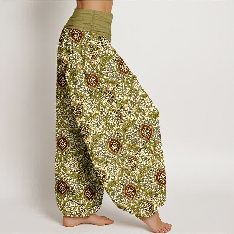 Buddha Stones Pantaloni harem da donna in puro cotone con motivo paisley a rombi e vita elasticizzata. - image 1