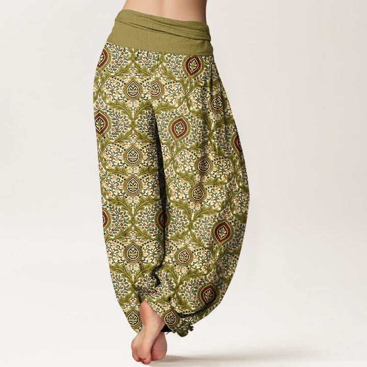 Buddha Stones Pantaloni harem da donna in puro cotone con motivo paisley a rombi e vita elasticizzata. - image 2
