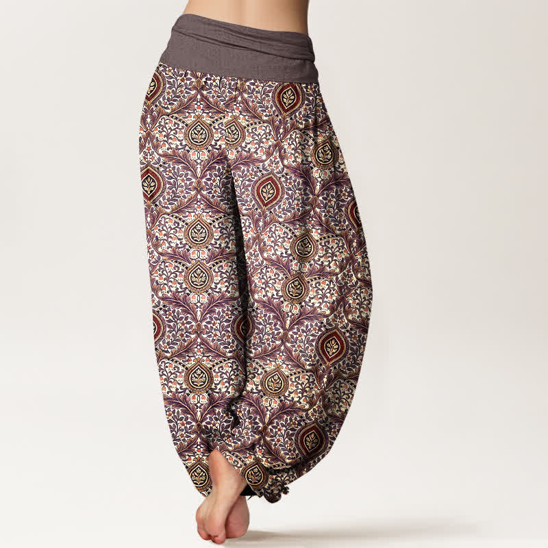 Buddha Stones Pantaloni harem da donna in puro cotone con motivo paisley a rombi e vita elasticizzata. - image 5