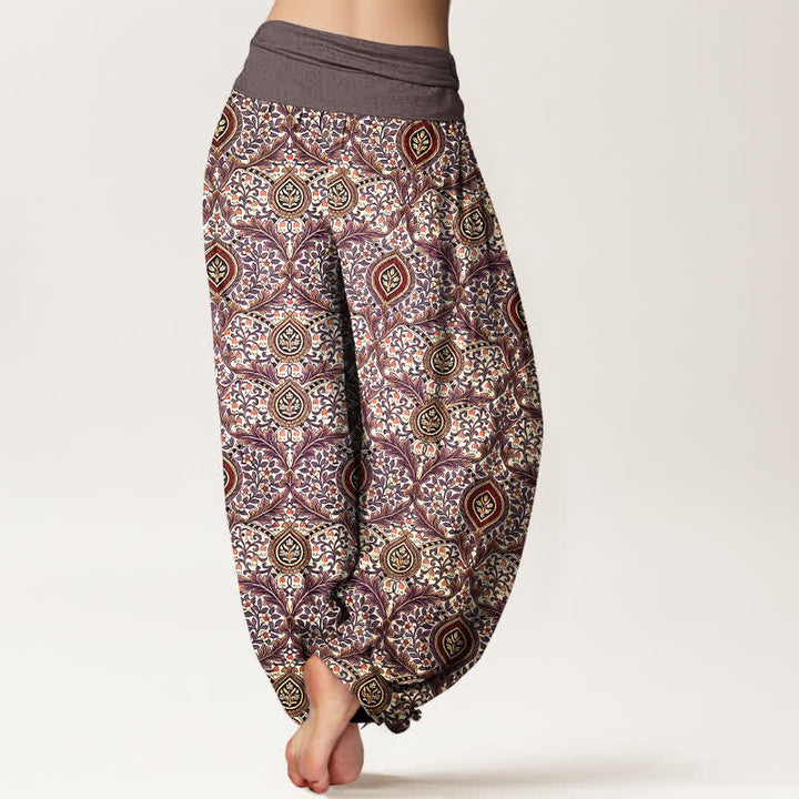 Buddha Stones Pantaloni harem da donna in puro cotone con motivo paisley a rombi e vita elasticizzata. - image 5