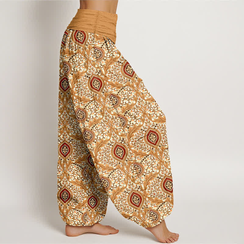 Buddha Stones Pantaloni harem da donna in puro cotone con motivo paisley a rombi e vita elasticizzata. - image 7