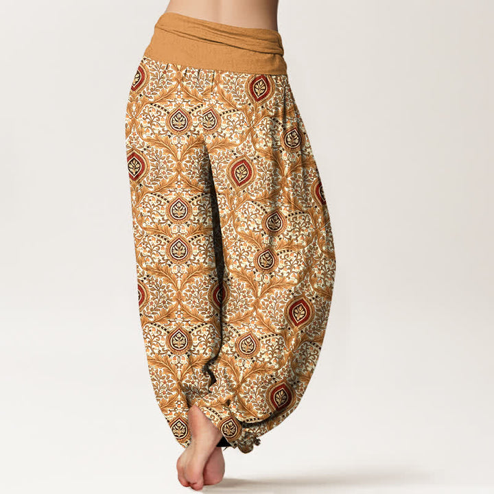 Buddha Stones Pantaloni harem da donna in puro cotone con motivo paisley a rombi e vita elasticizzata. - image 8