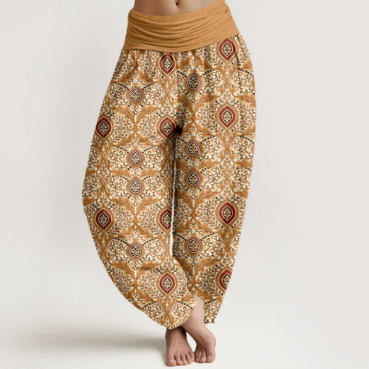 Buddha Stones Pantaloni harem da donna in puro cotone con motivo paisley a rombi e vita elasticizzata. - Verga d'oro - US16, UK/AU20, EU48 (3XL) - image 6