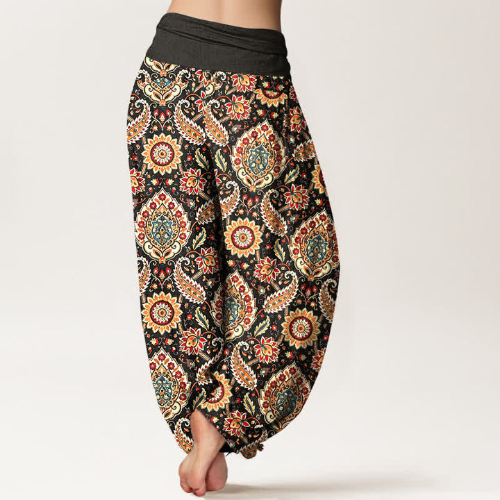 Buddha Stones Pantaloni harem da donna in cotone con motivo mandala paisley e elastico in vita. - image 2