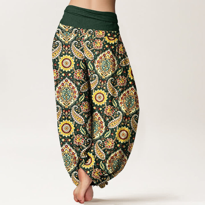 Buddha Stones Pantaloni harem da donna in cotone con motivo mandala paisley e elastico in vita. - image 5