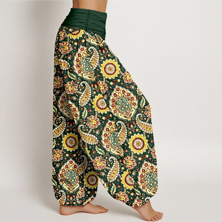 Buddha Stones Pantaloni harem da donna in cotone con motivo mandala paisley e elastico in vita. - image 4