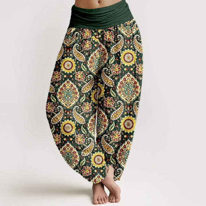 Buddha Stones Pantaloni harem da donna in cotone con motivo mandala paisley e elastico in vita. - Verde scuro - US16, UK/AU20, EU48 (3XL) - image 3