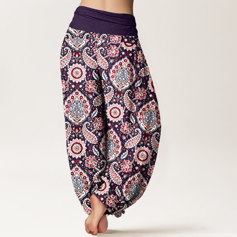 Buddha Stones Pantaloni harem da donna in cotone con motivo mandala paisley e elastico in vita. - image 8