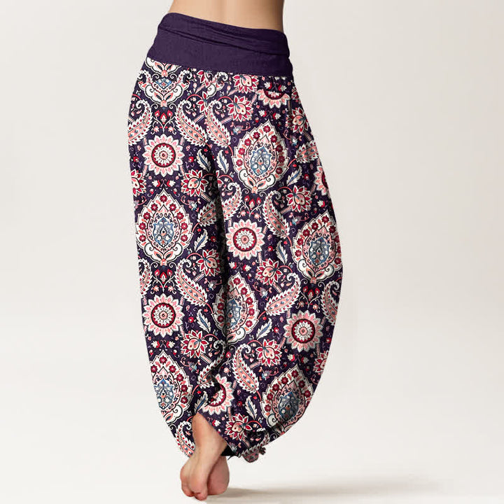 Buddha Stones Pantaloni harem da donna in cotone con motivo mandala paisley e elastico in vita. - image 8