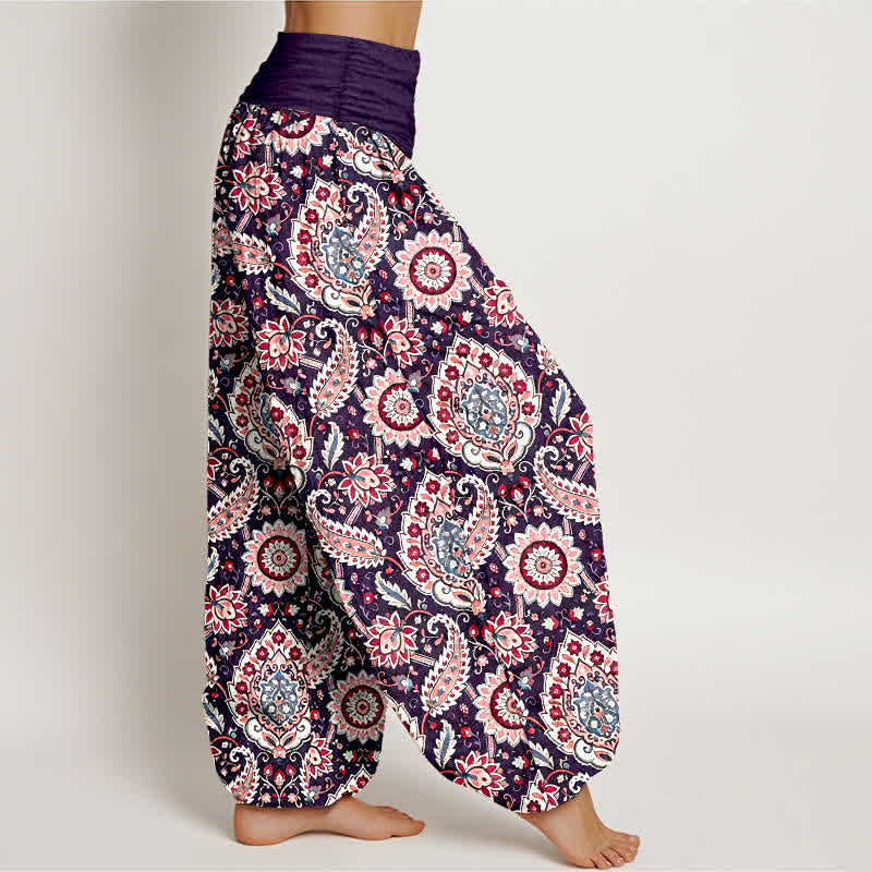Buddha Stones Pantaloni harem da donna in cotone con motivo mandala paisley e elastico in vita. - image 7